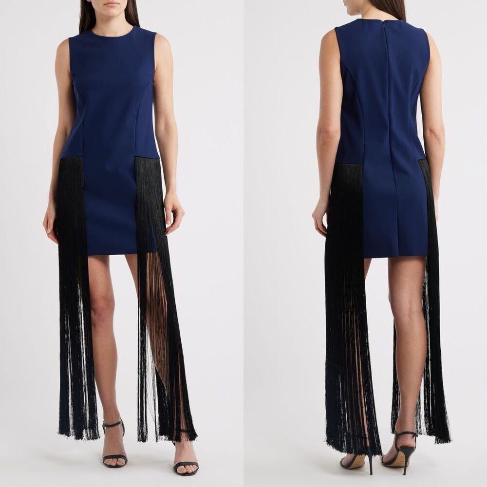 Chiara Boni La Petite Robe Salix Long Fringe Cocktail Dress IT 48/ US 12 $845